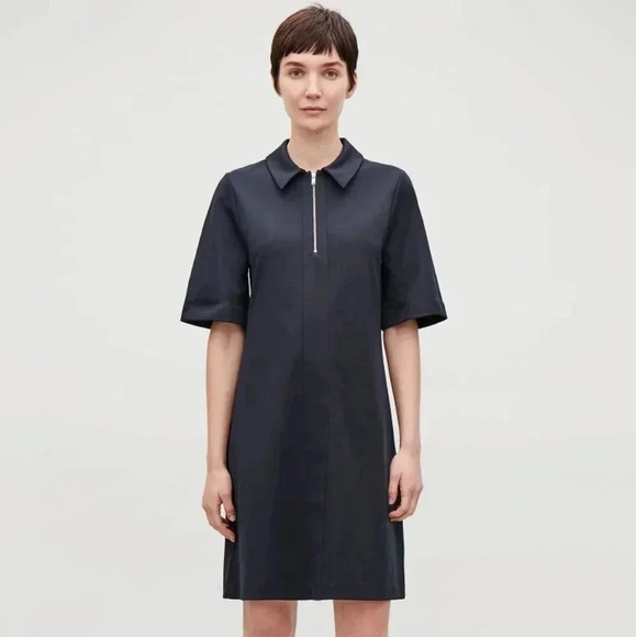 COS Dresses & Skirts - COS Women's Polo Shirt Casual Jersey Mini Tennis Zipper Dress Navy Size Medium.